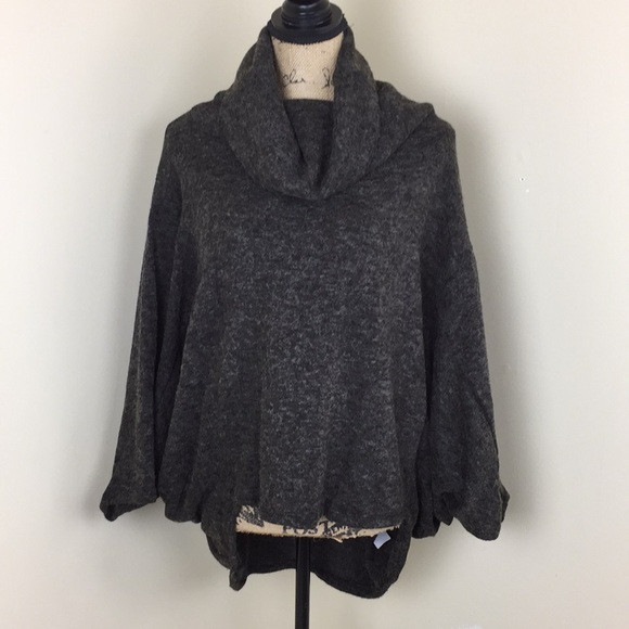 Dolman Sleeve Charcoal CowlNeck Sweater - Picture 3 of 7